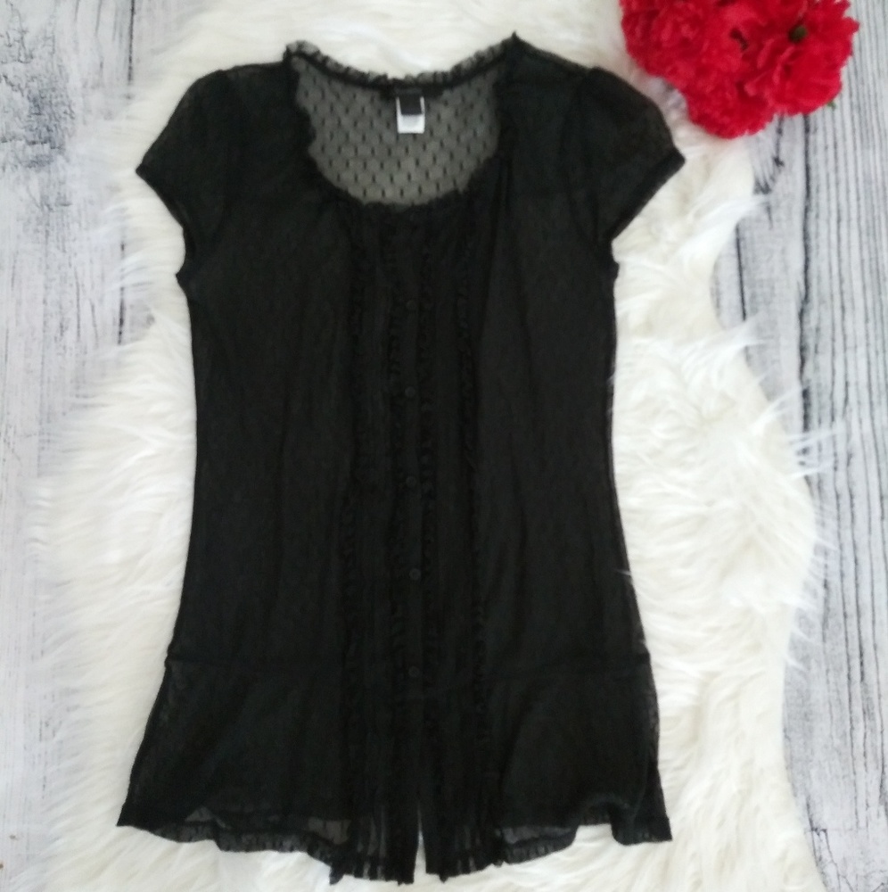 🌟LIKE NEW🌟 EXPRESS black button up lace top